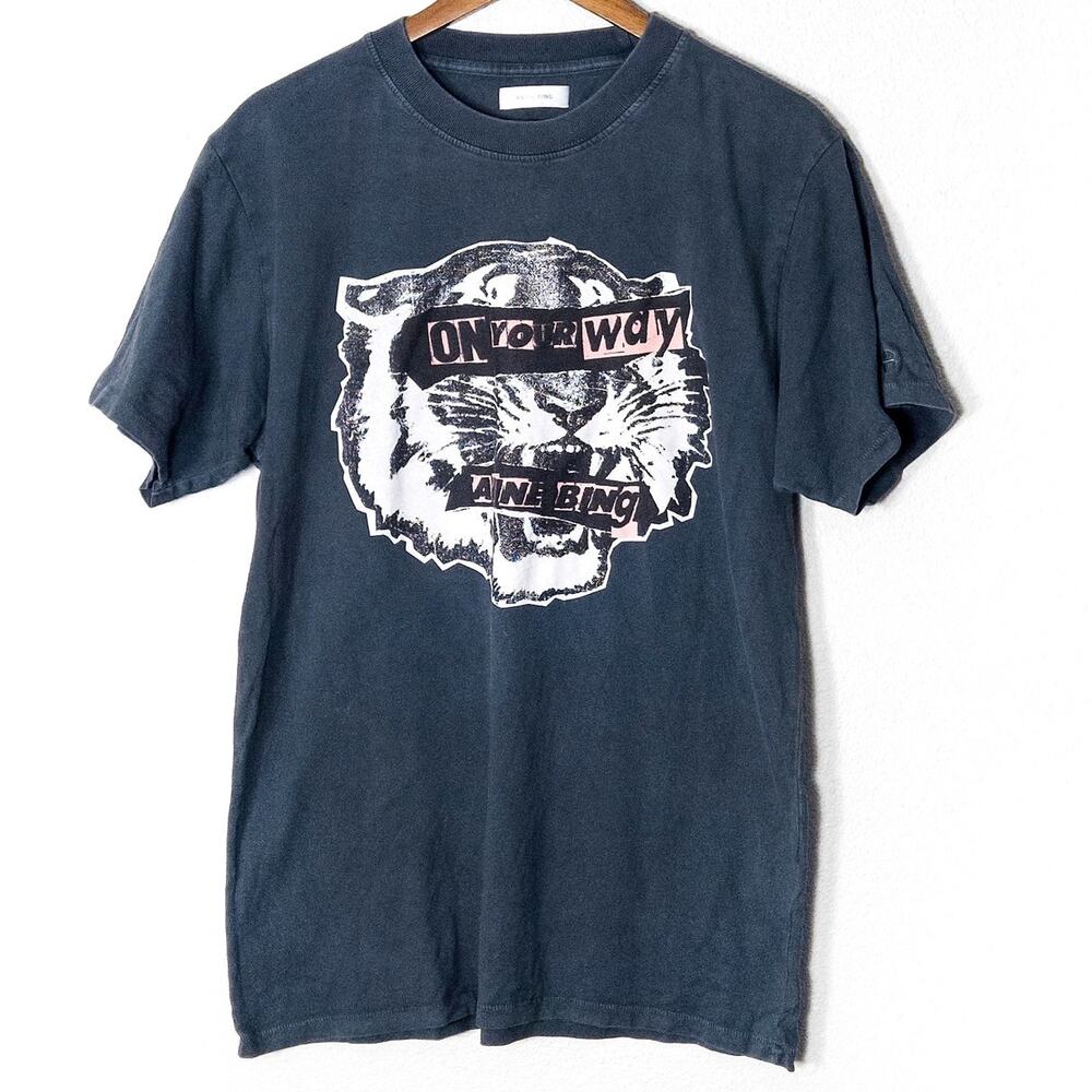Anine Bing Tiger Graphic T Shirt Black Size L Grunge Indie Streetwear